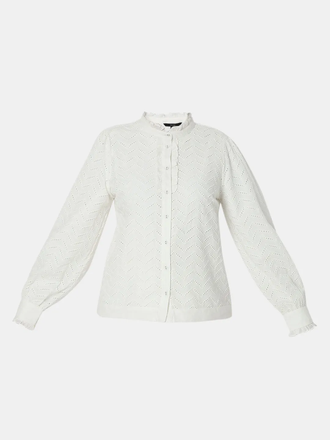 White Organic Cotton Schiffli Shirt