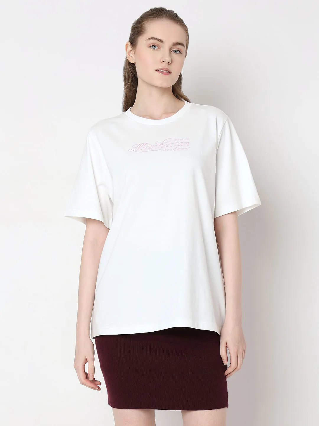 White Text Print Organic Cotton T-shirt