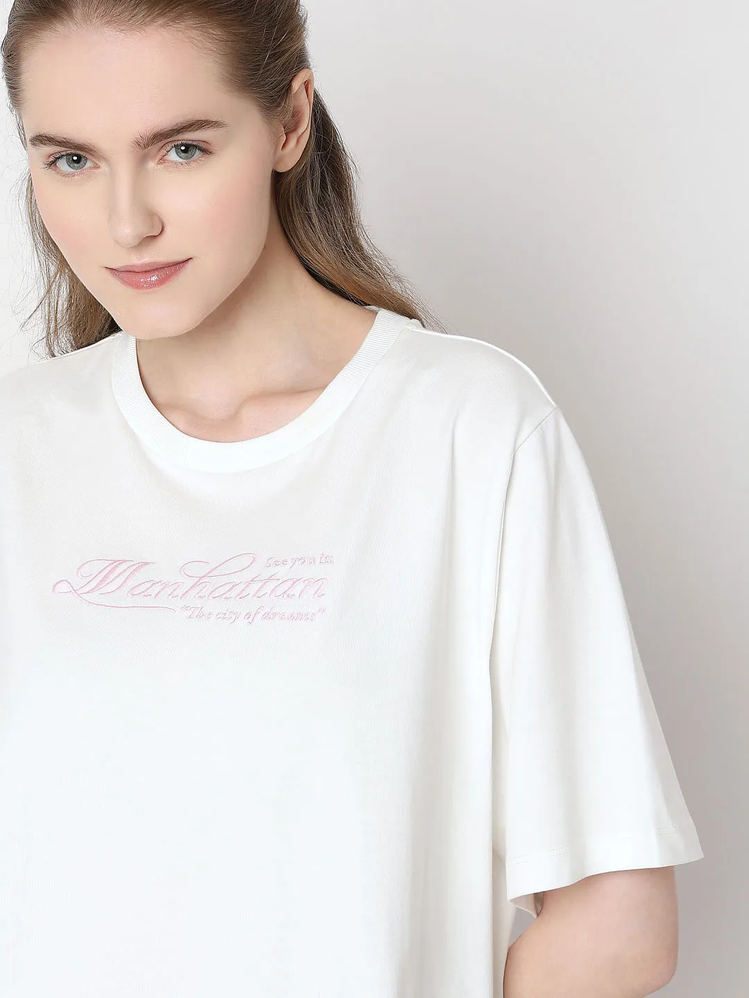 White Text Print Organic Cotton T-shirt