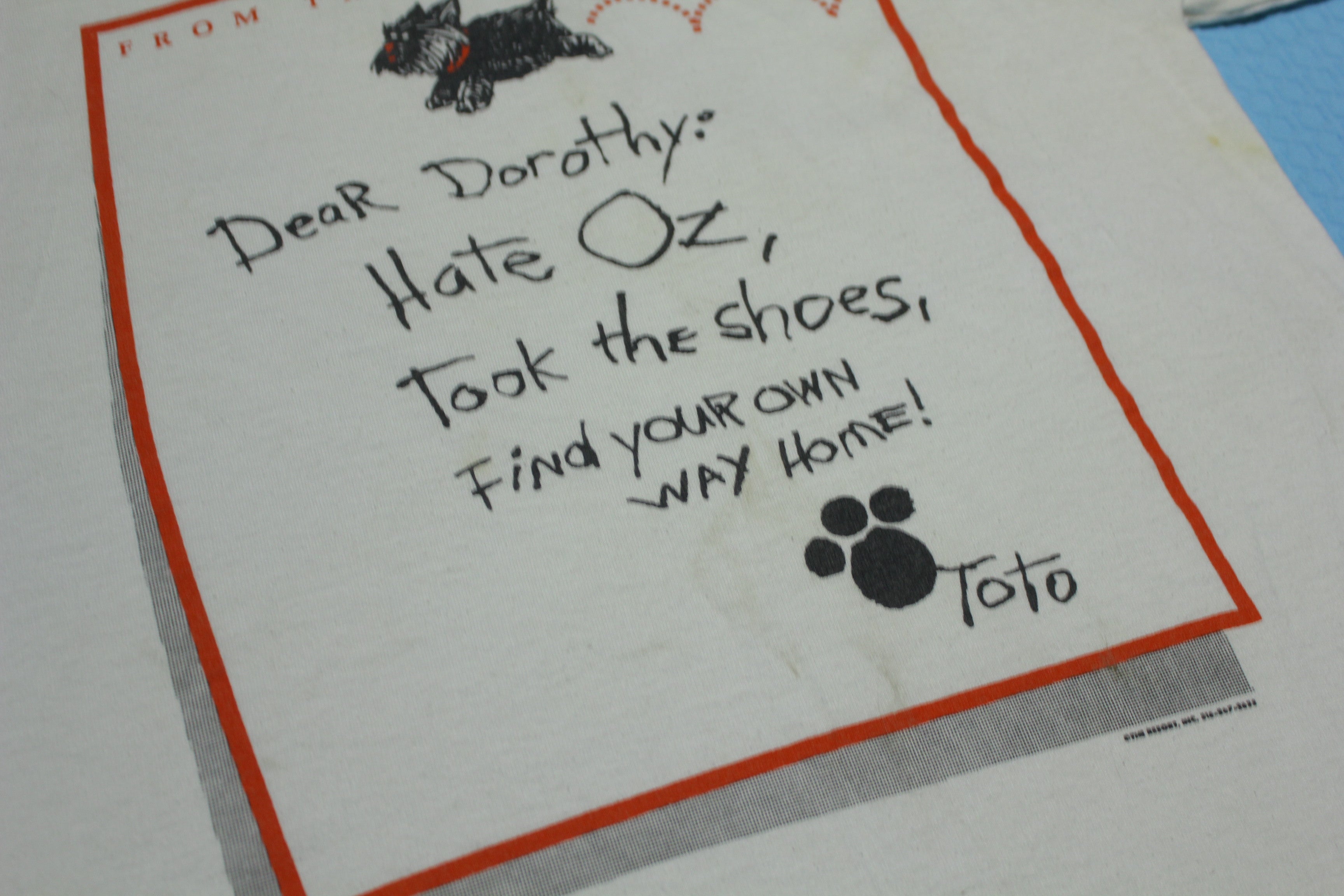 Wizard of Oz Vintage 90's Toto Letter to Dorothy Movie T-Shirt