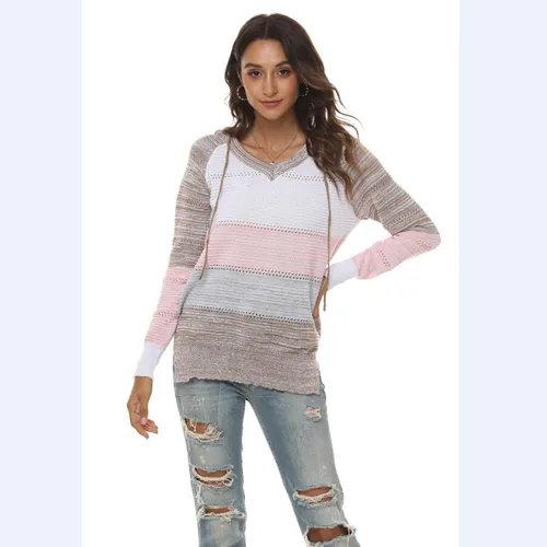 Women's Hoodie Sweater Long Sleeve Sweaters & Cardigans Casual Stripe