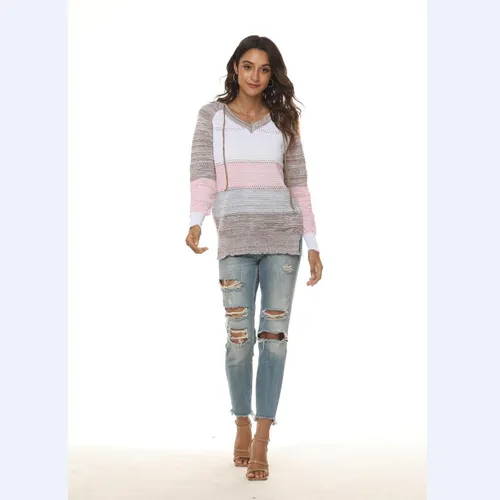 Women's Hoodie Sweater Long Sleeve Sweaters & Cardigans Casual Stripe