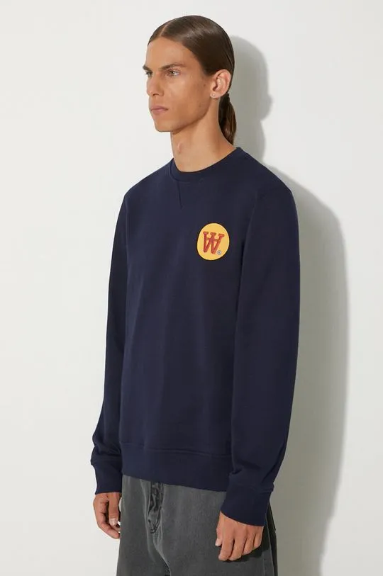 Wood Wood cotton sweatshirt Tye Badge men's navy blue color