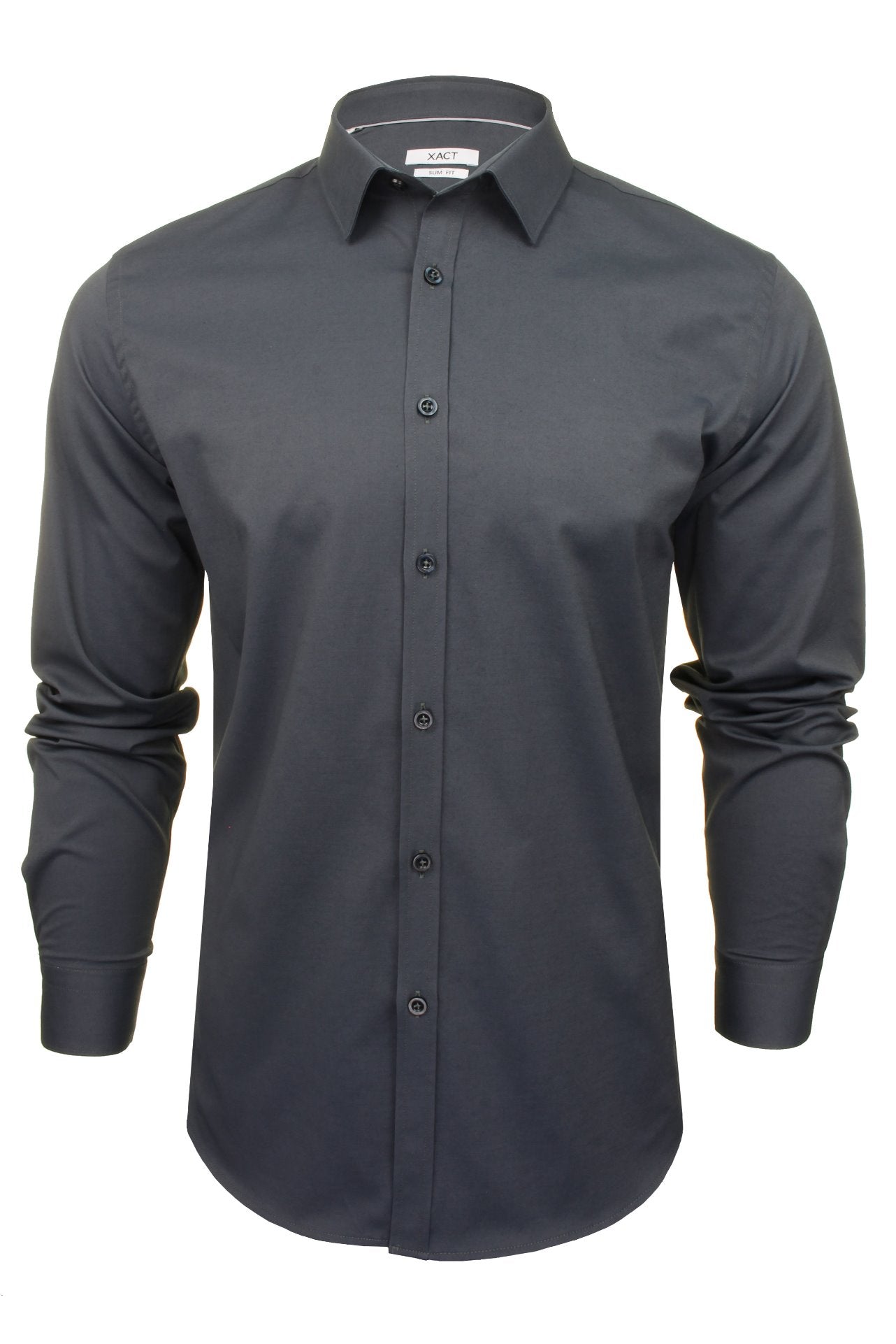 Xact Mens Long Sleeved Poplin Stretch Shirt - Slim Fit